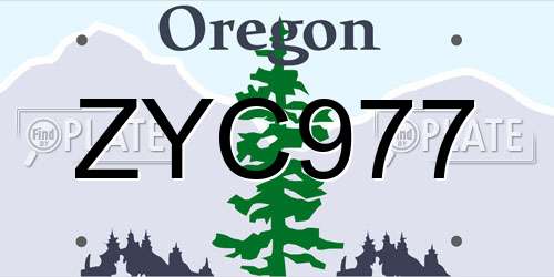 ZYC977 Oregon License Plate