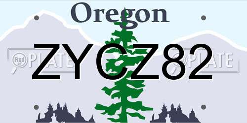 ZYCZ82 Oregon License Plate