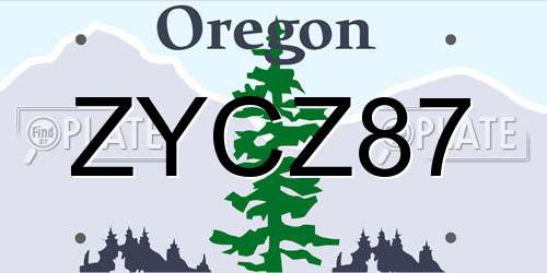 ZYCZ87 Oregon License Plate