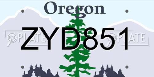 ZYD851 Oregon License Plate
