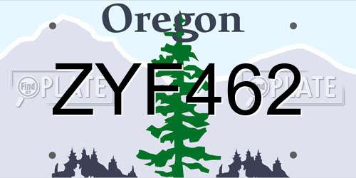 ZYF462 Oregon License Plate