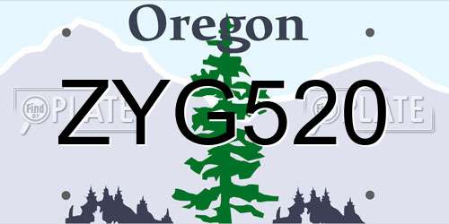 ZYG520 Oregon License Plate