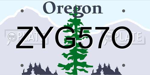 ZYG57O Oregon License Plate