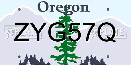 ZYG57Q Oregon License Plate