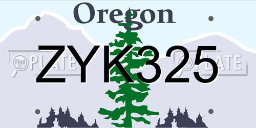 ZYK325 Oregon License Plate