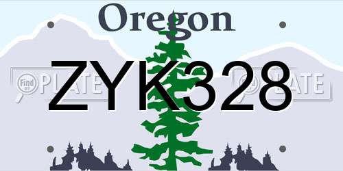 ZYK328 Oregon License Plate