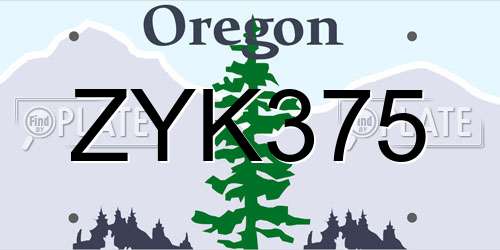 ZYK375 Oregon License Plate
