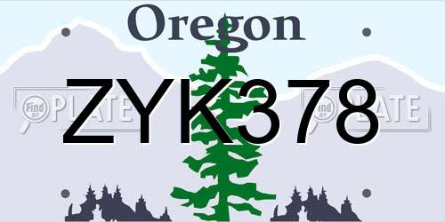 ZYK378 Oregon License Plate