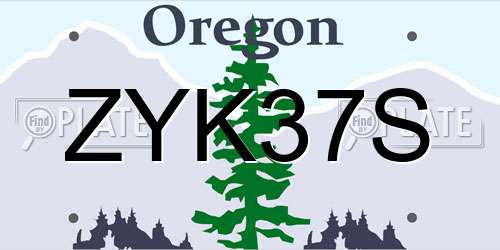ZYK37S Oregon License Plate