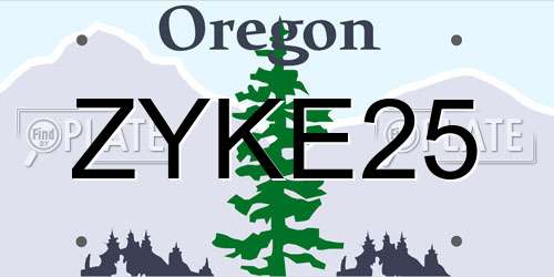 ZYKE25 Oregon License Plate