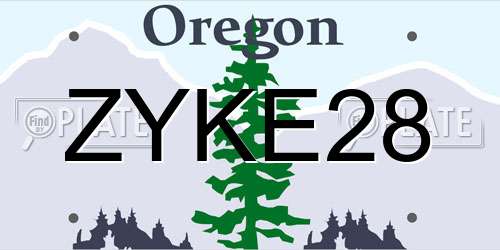 ZYKE28 Oregon License Plate