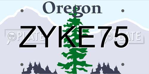 ZYKE75 Oregon License Plate