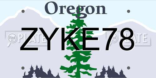 ZYKE78 Oregon License Plate