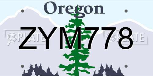 ZYM778 Oregon License Plate