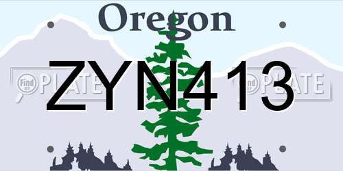 ZYN413 Oregon License Plate