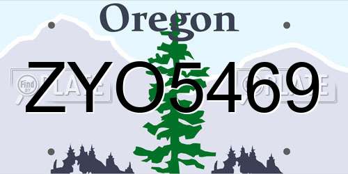 ZYO5469 Oregon License Plate