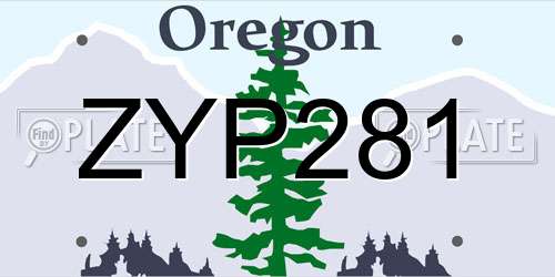 ZYP281 Oregon License Plate