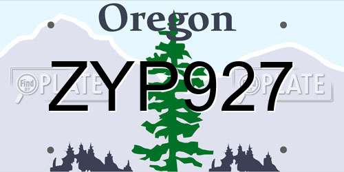 ZYP927 Oregon License Plate