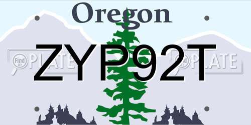 ZYP92T Oregon License Plate