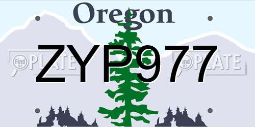 ZYP977 Oregon License Plate