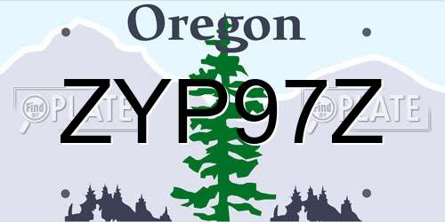 ZYP97Z Oregon License Plate