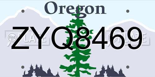 ZYQ8469 Oregon License Plate