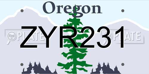 ZYR231 Oregon License Plate