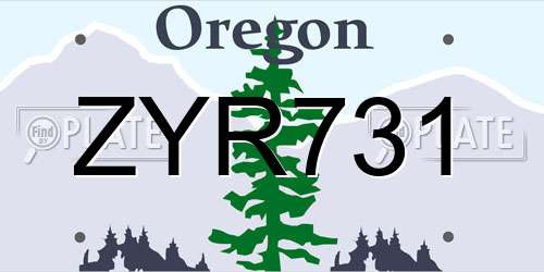 ZYR731 Oregon License Plate