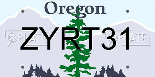ZYRT31 Oregon License Plate