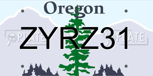 ZYRZ31 Oregon License Plate