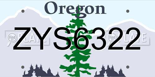ZYS6322 Oregon License Plate