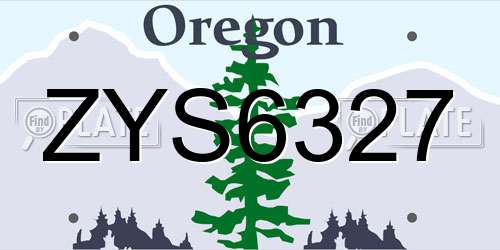 ZYS6327 Oregon License Plate
