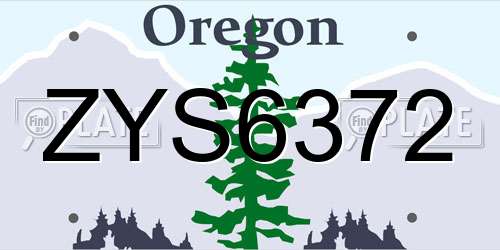 ZYS6372 Oregon License Plate