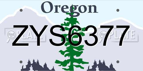 ZYS6377 Oregon License Plate