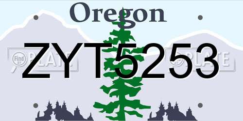 ZYT5253 Oregon License Plate