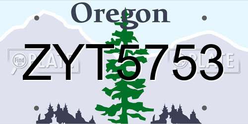 ZYT5753 Oregon License Plate