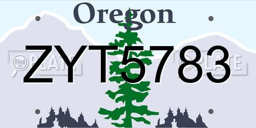 ZYT5783 Oregon License Plate