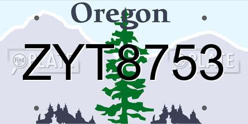 ZYT8753 Oregon License Plate
