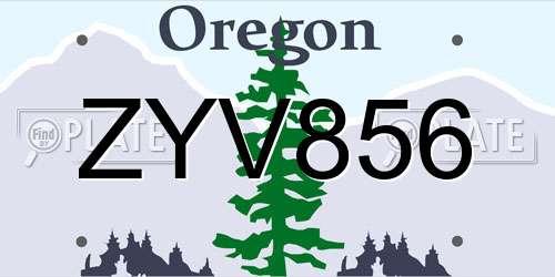 ZYV856 Oregon License Plate