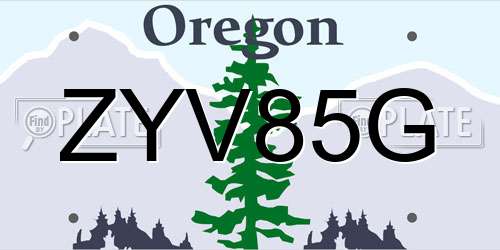 ZYV85G Oregon License Plate