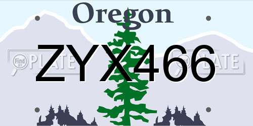 ZYX466 Oregon License Plate