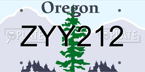 ZYY212 Oregon License Plate