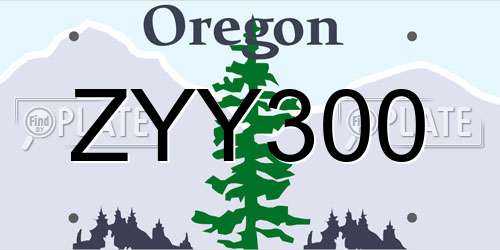 ZYY300 Oregon License Plate