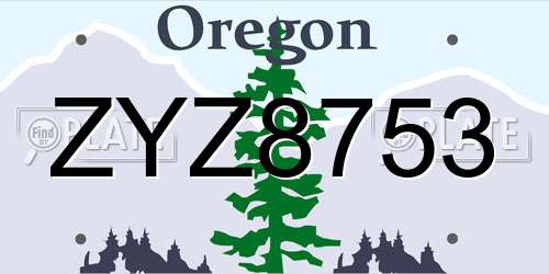 ZYZ8753 Oregon License Plate