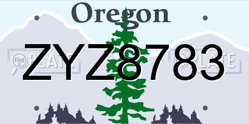 ZYZ8783 Oregon License Plate