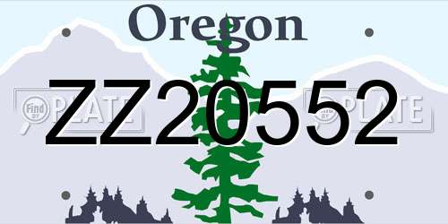 ZZ20552 Oregon License Plate