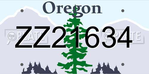 ZZ21634 Oregon License Plate