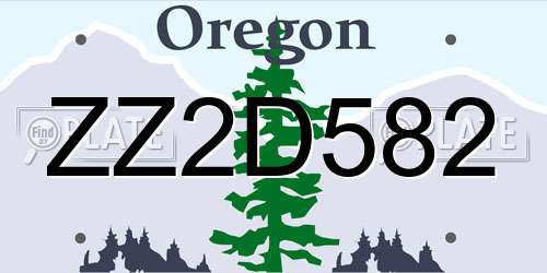ZZ2D582 Oregon License Plate