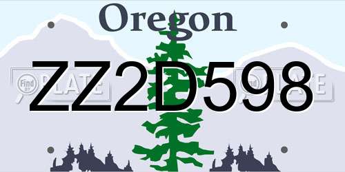 ZZ2D598 Oregon License Plate