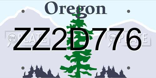 ZZ2D776 Oregon License Plate